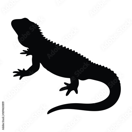 Black silhouette of a spiny lizard reptile vector illustration perfect for educational resources and design projects
