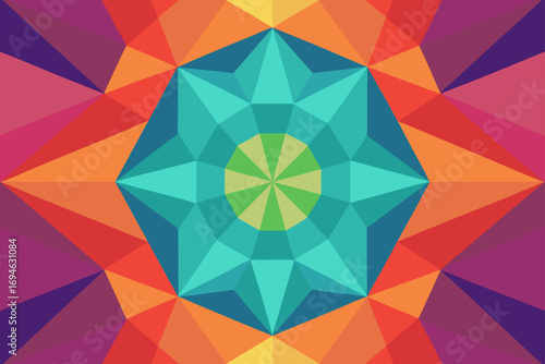 Colorful, futuristic geometric abstract background with a seamless triangular mosaic design
