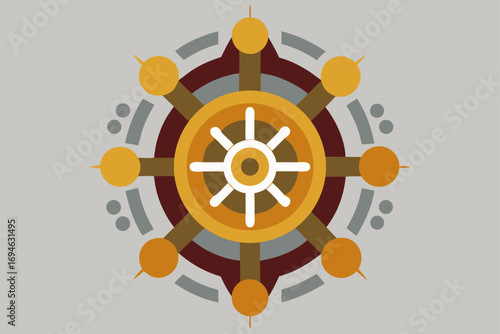 Vector illustration of a vintage steering wheel icon, a perfect symbol for a captain's nautical journey or a classic car's design