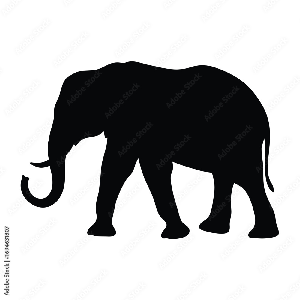 Fototapeta premium Elephant silhouette vector illustration for african wildlife design and animal conservation projects