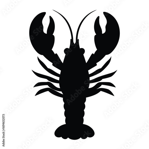 Black lobster vector illustration seafood animal crustacean silhouette design graphic art marine life ocean creature