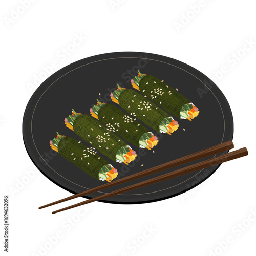 Vector Illustration Logo Clipart Mayak Gimbap Gamtae or Mini Gamtae Gimbap 