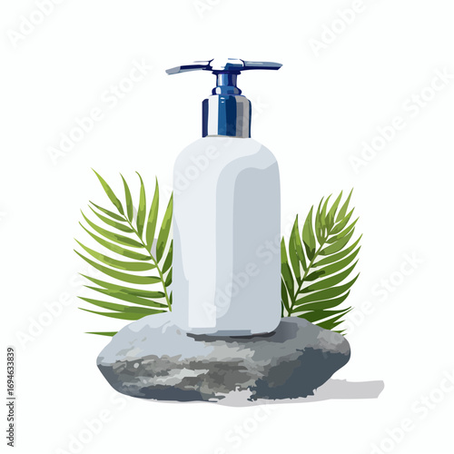 Soap Bottle On Stone Mockup