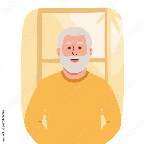 Elderly man with proud smile. Confident senior man smiling warmly. Older man with satisfied happy expression. Proud retired man looking cheerful. Elderly set