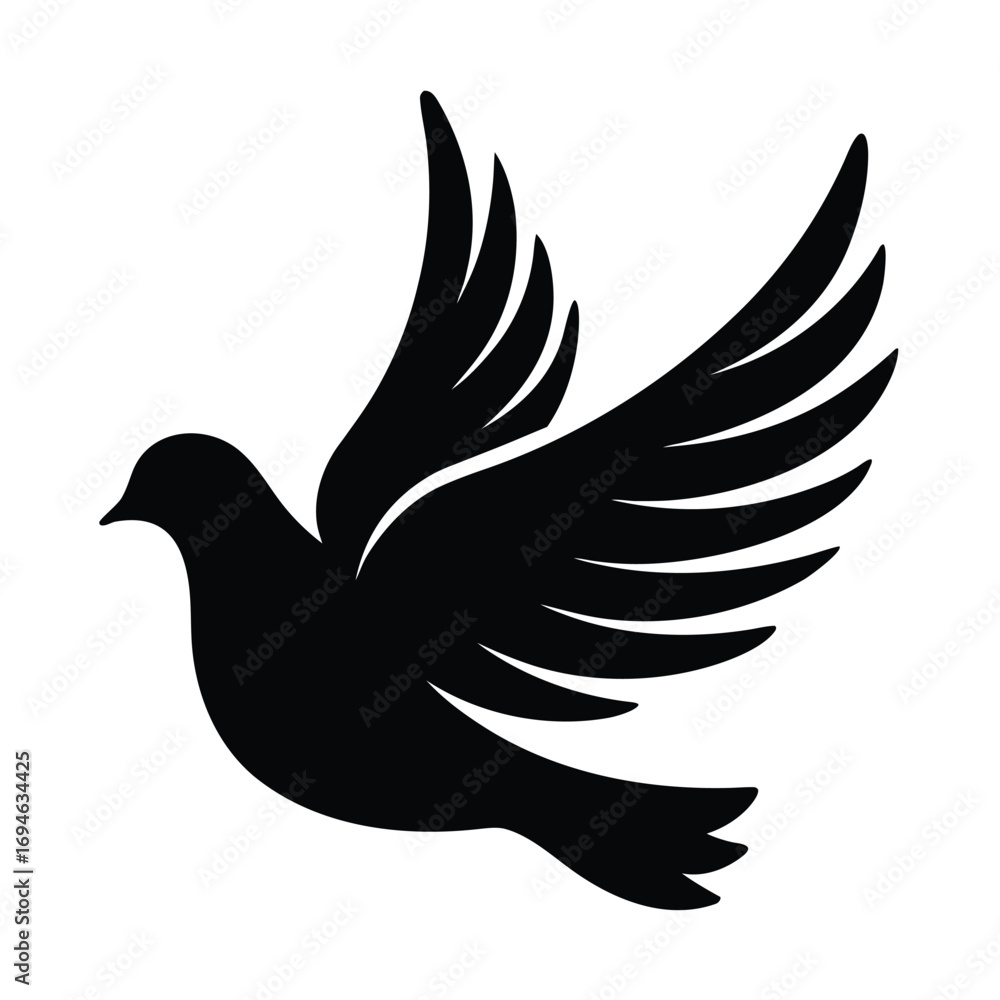 Obraz premium Flying dove silhouette vector illustration peace and freedom symbol bird design element graphic art