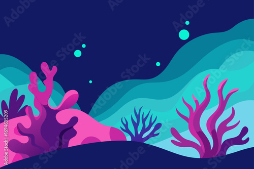 Beautiful sunlight filters through the blue sea, illuminating a vibrant coral reef with fish