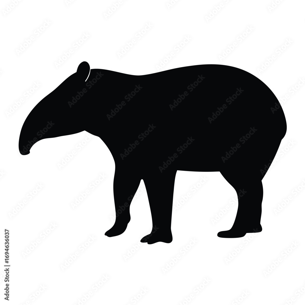 Fototapeta premium Find a tapir silhouette vector image for graphic design projects and educational resources online
