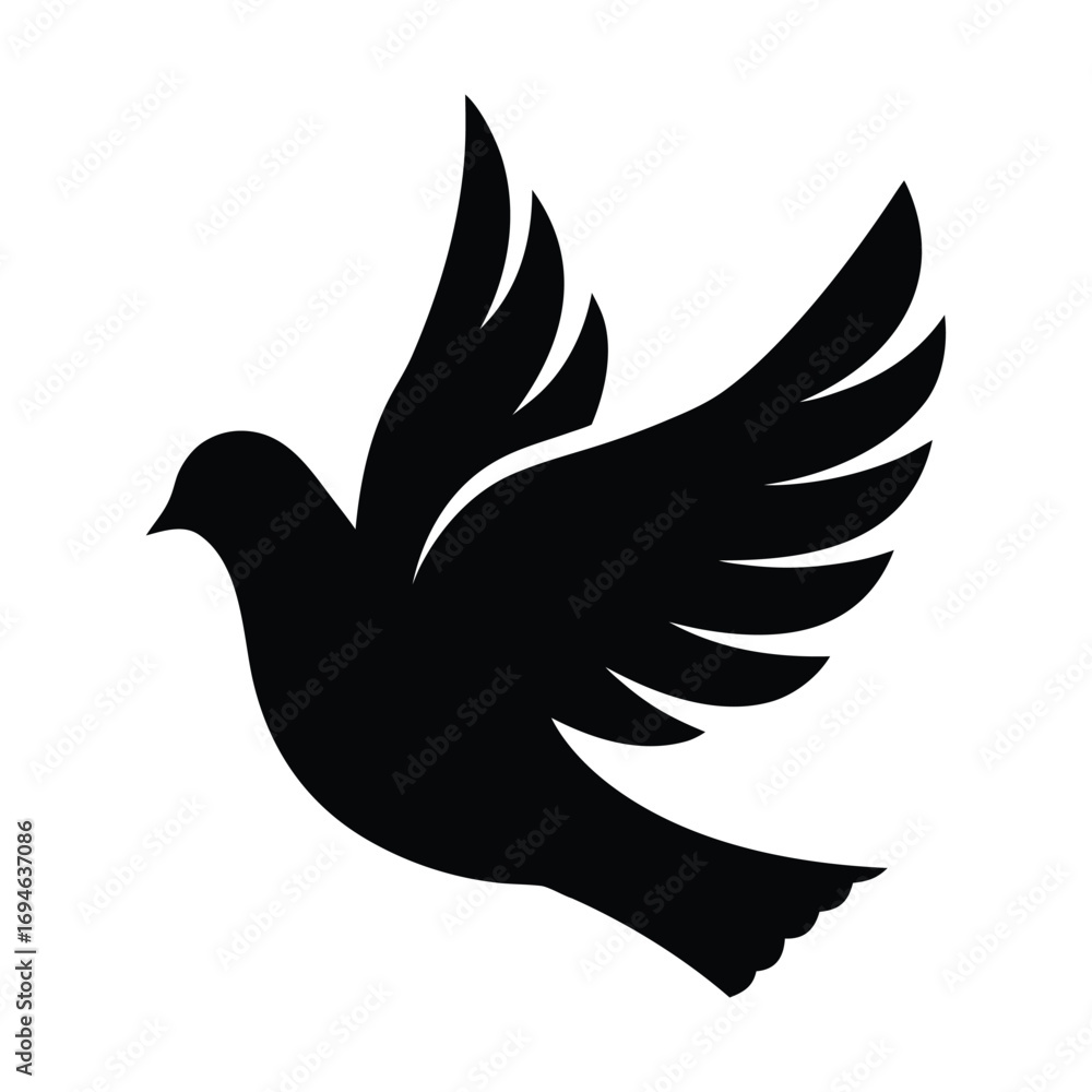 Obraz premium Dove bird silhouette flying vector illustration peace symbol freedom concept design element art