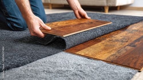 Hardwood flooring installation process.