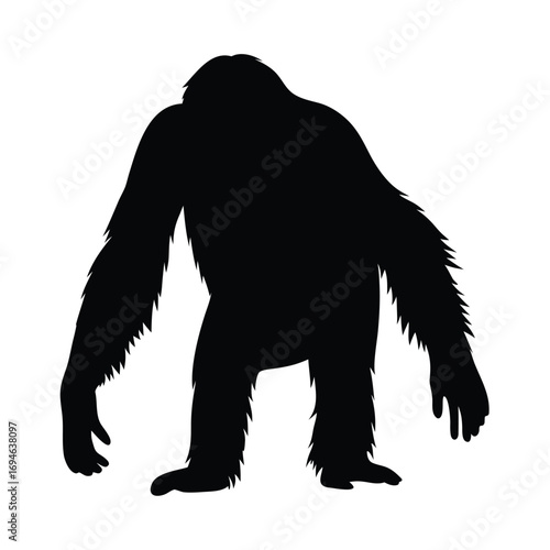 Silhouette vector art of bigfoot sasquatch ape cryptid creature mysterious monster legend primate