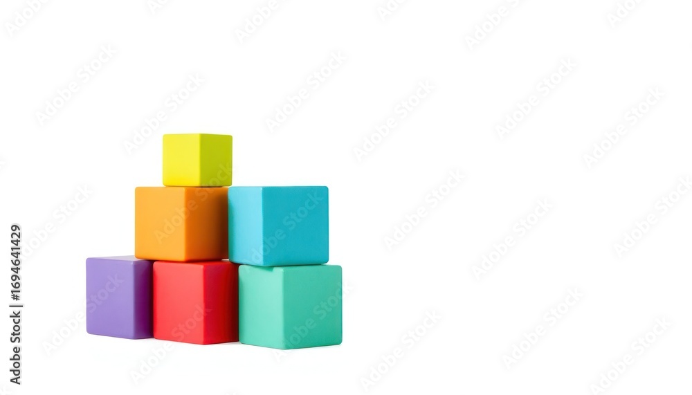 Fototapeta premium Colorful Plastic Blocks Stacked in a Pyramid Formation