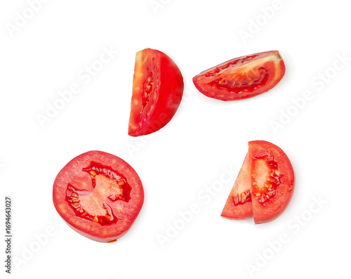 Tomato slices isolated on a white background, contour