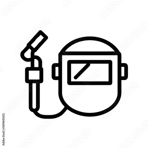 Vector art of welding mask icon, essential safety gear for protecting eyes and face during welding operations in various industries