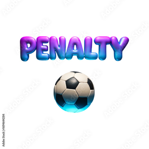 Soccer penalty kick with neon text