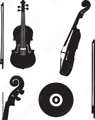 set of musical instruments, violin vector