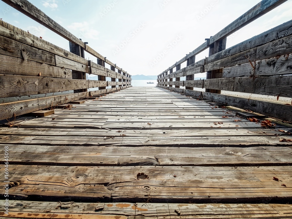 Naklejka premium Abandoned Pier in Albanian Coastal Town