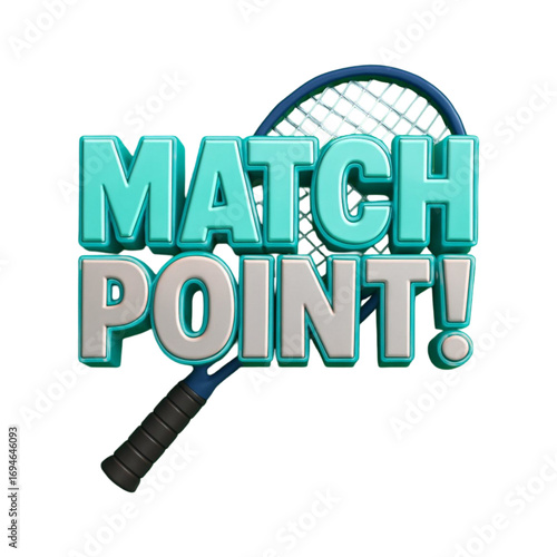 Match point tennis game winning moment 3d text