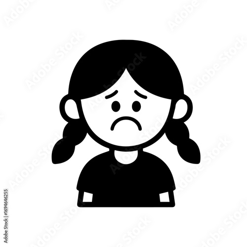 character emotion girl with pigtails sadness vector on white background
Vector icon character with emotion