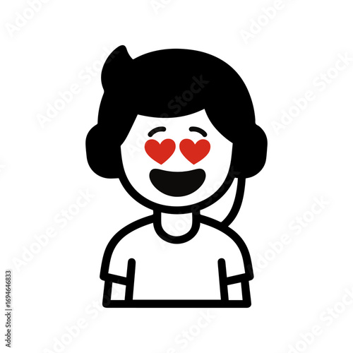character emotion teenager in headphones love vector on white background
Vector icon character with emotion