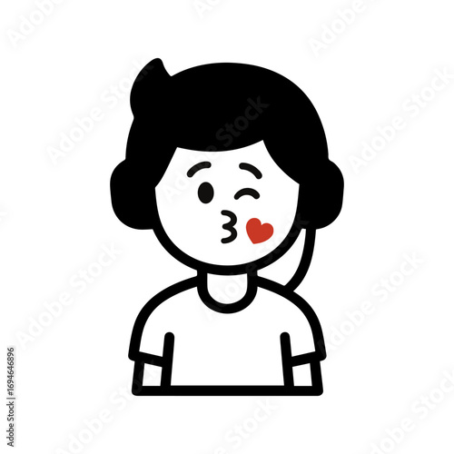 character emotion teenager in headphones kiss vector on white background
Vector icon character with emotion