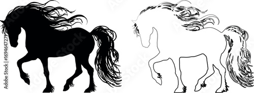 Horse. Year of the Horse. Vector file. Silhouette. Closed line.