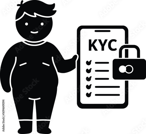 Event Featuring a Child Holding a KYC Document Vector Illustration in a Business Environment, Showcasing Compliance in the Digital Age