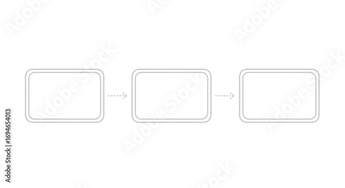 Simple three-step process diagram or blank flowchart template for visualizing a business workflow, project plan, or sequential progression. Clean vector infographic element