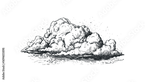 Hand drawn cloud sketch on transparent background. Vector hand drawn illustration