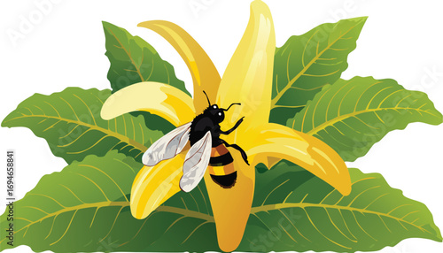Bee on yellow flower promoting awareness of pollinator roles in food systems
A close-up of nature’s pollinators for youth-focused environmental learning