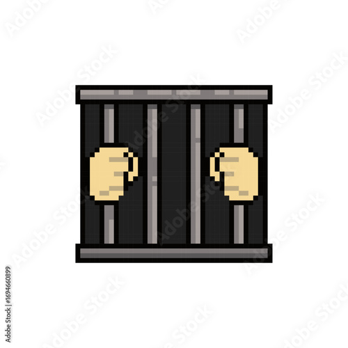 hands prisoner in jail pixel art