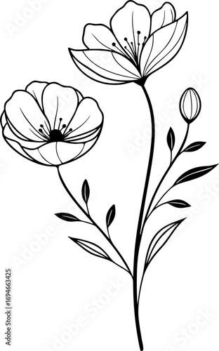 minimalist flower hand drawn vector eps