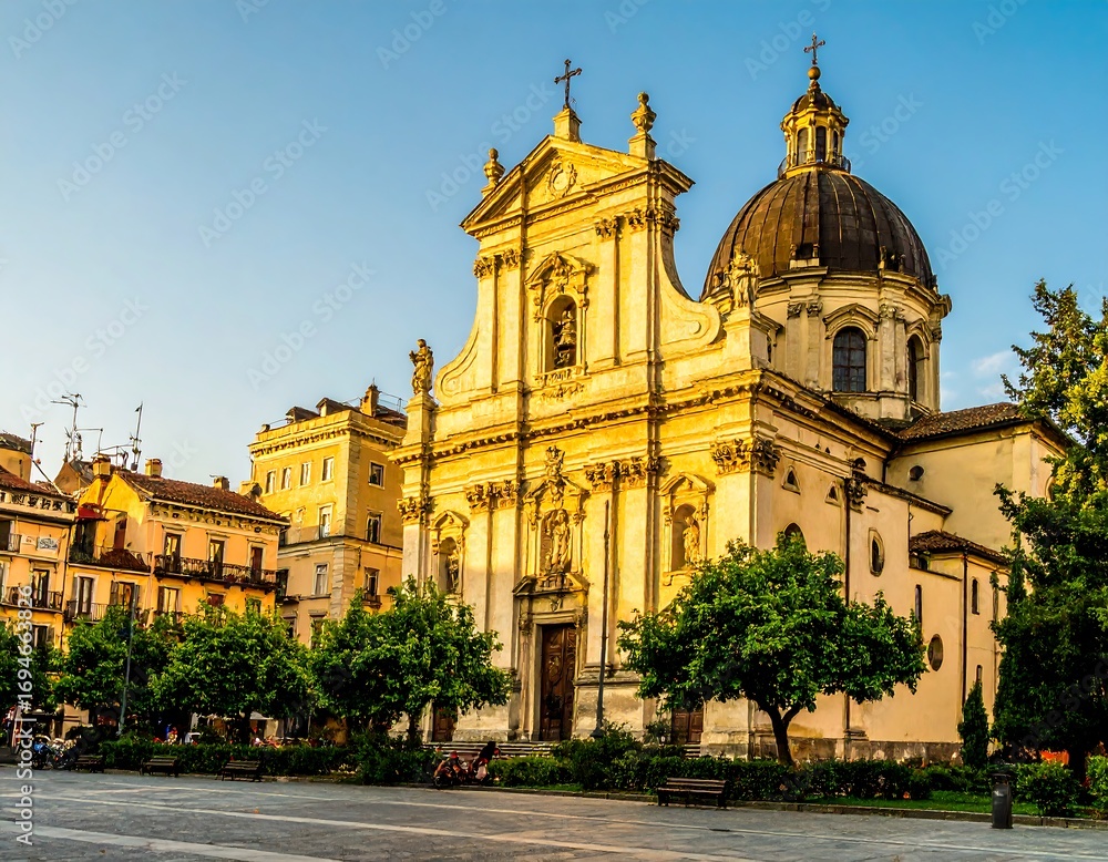 Obraz premium Ornate church facade in plaza
