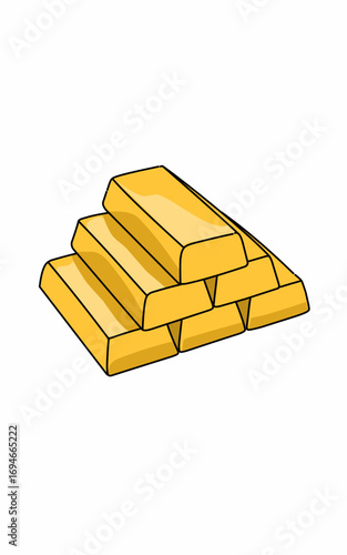 Gold bars stacked issolated on white. Gold investment fund