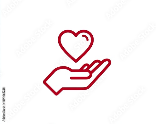 A red hand offering a heart