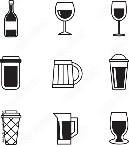 Collection of Beverage Icon Designs