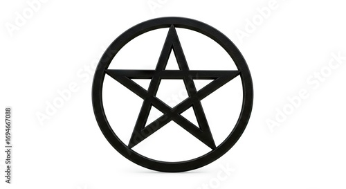 A black pentagram symbol encircled stands isolated on a white background