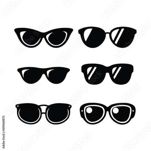 Stylish Eyewear Silhouette Collection Icon  Vector