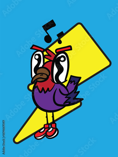 cute animal with music theme illustration
