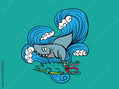 cute animal with sport theme illustration