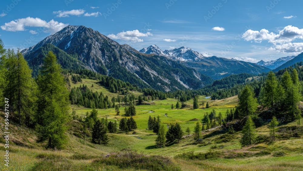 Fototapeta premium Mountain valley vista in summer
