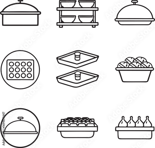 Kitchen Utensil Icons Line Art