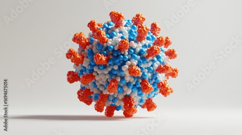 Detailed 3D Render of Coronavirus Structure Illustrating Viral Components and Surface Proteins