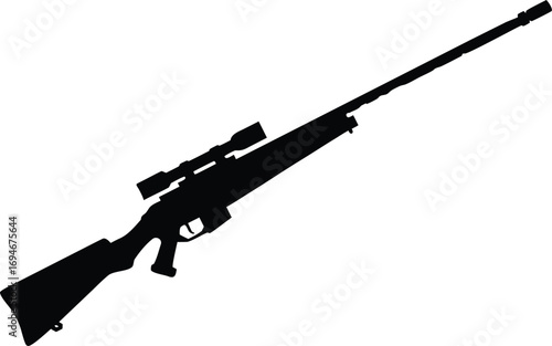 a sniper rifle, black color isolated on white background