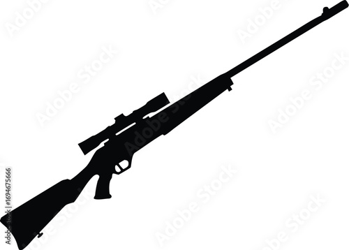  a sniper rifle, black color isolated
