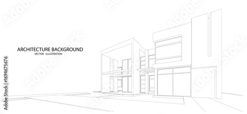 3d wireframe of building. sketch design.Vector
