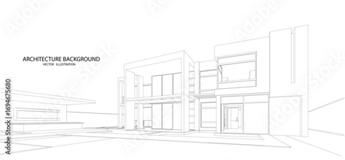 3d wireframe of building. sketch design.Vector
