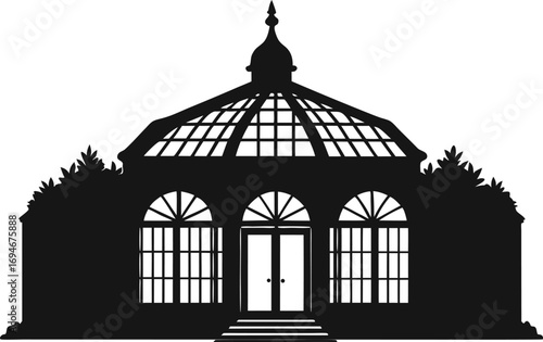  Victorian greenhouse botanical garden structure silhouette vector