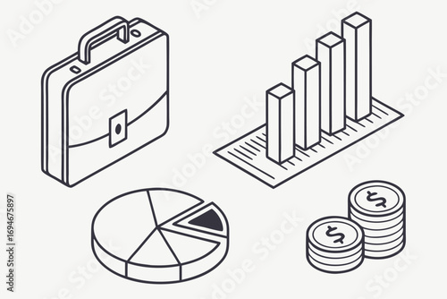 Modern business and finance icon set for digital and print projects