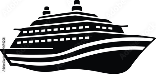Cruise ship silhouette, cruise ship icon