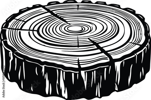  Detailed tree ring illustration showing growth rings and natural cracks Vector illustration